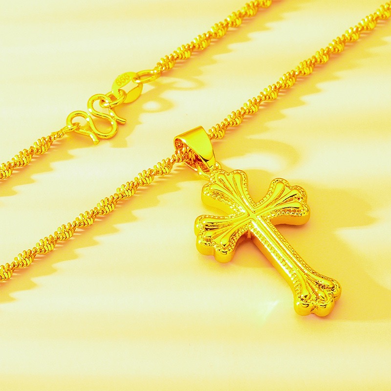 สร้อยคอทองคำแท้ 9999 24K ดีไซน - Cross Pendant Necklace Gold บทวิจารณ์และราคา