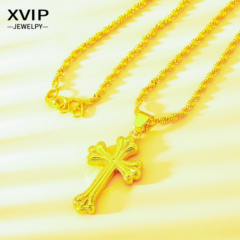 สร้อยคอทองคำแท้ 9999 24K ดีไซน - Cross Pendant Necklace Gold บทวิจารณ์และราคา