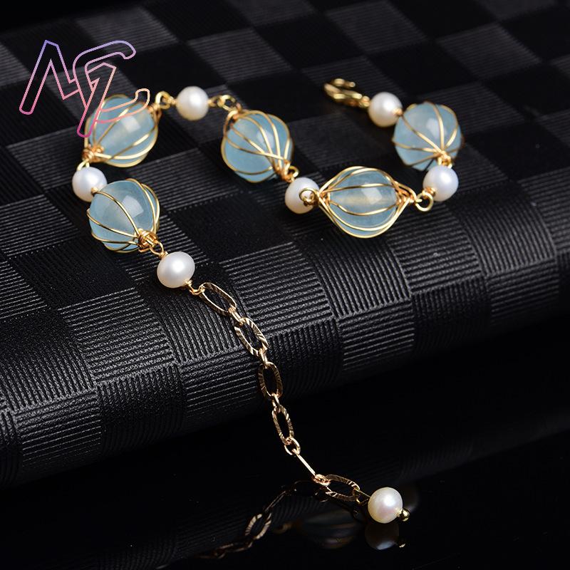 ต่างหูลูกปัดหยกธรรมชาติสีน้ำเง - Earrings บทวิจารณ์และราคา