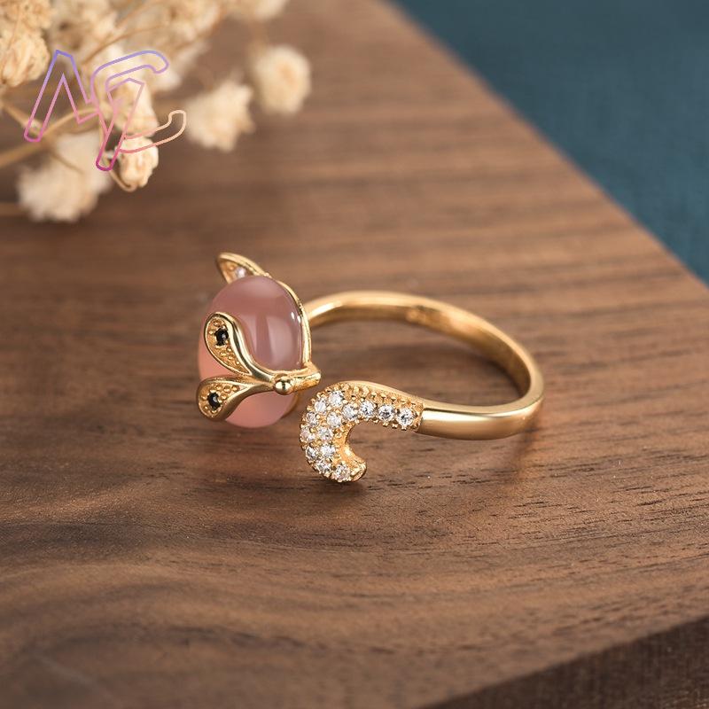 แหวนหยกธรรมชาติสีชมพูรูปสุนัขจ - Rings บทวิจารณ์และราคา