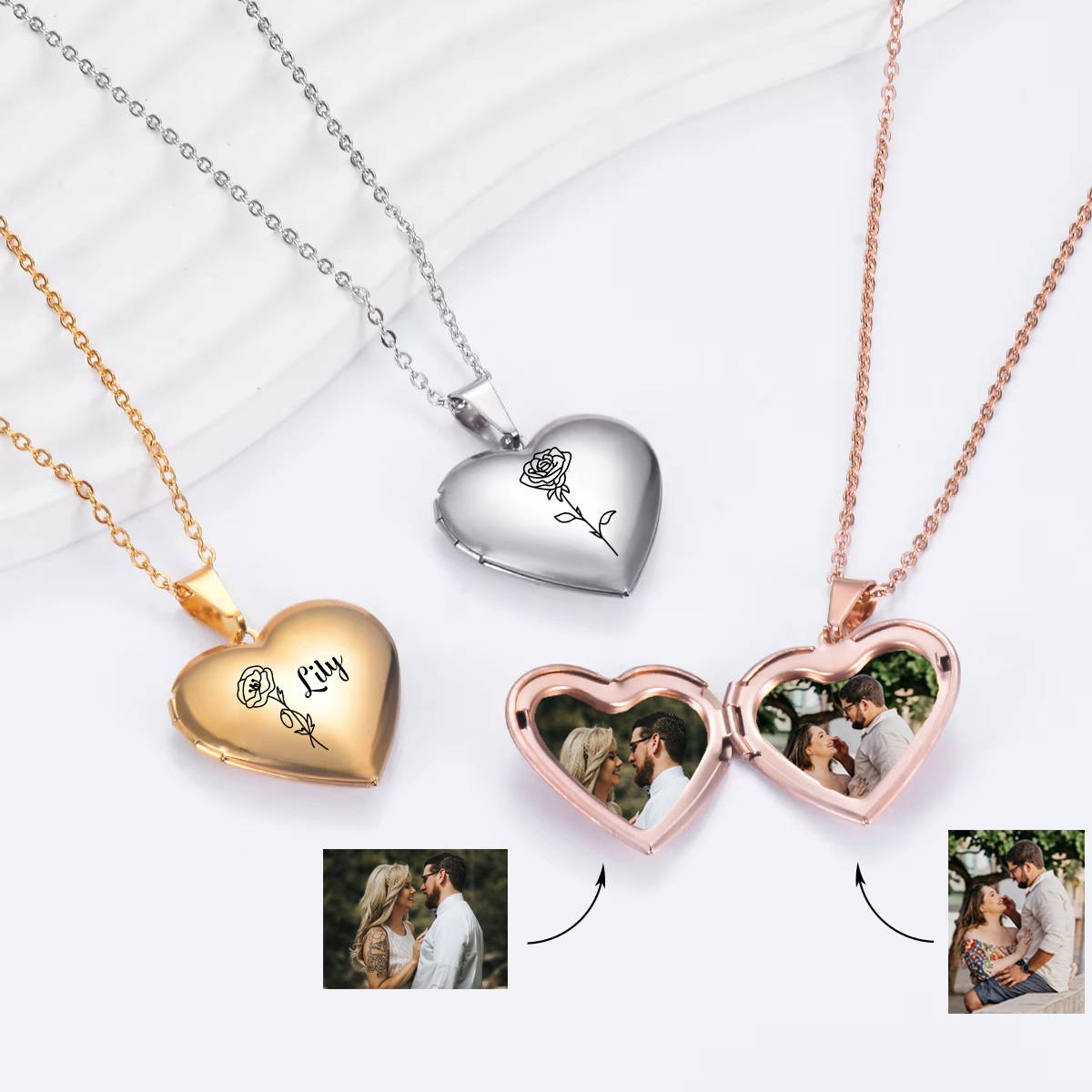 CUSTOM ส่วนบุคคล Heart Birth ด - Heart Locket Necklace Photo บทวิจารณ์และราคา