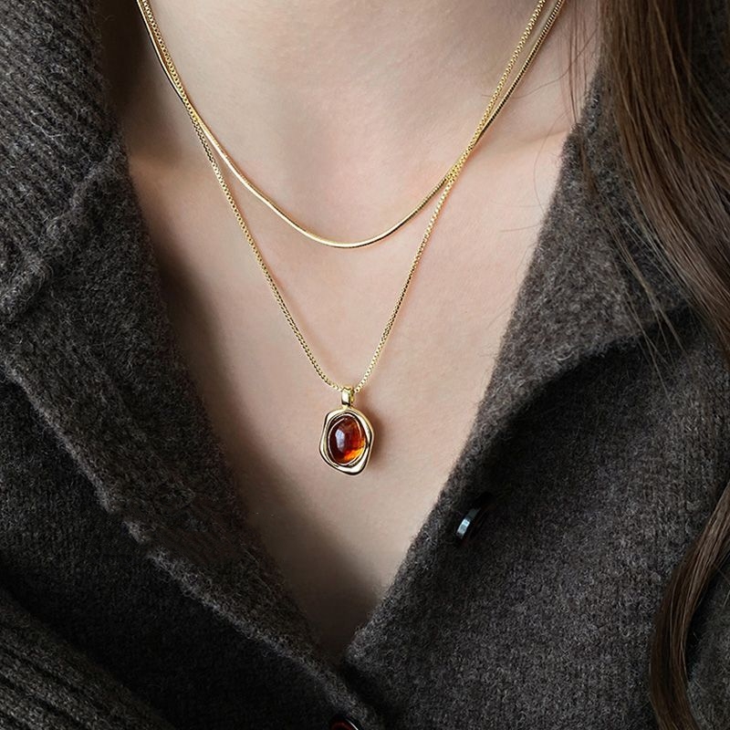 แฟชั่น Vintage Double Layer หิ - Layered Pendant Necklace Aesthetic บทวิจารณ์และราคา