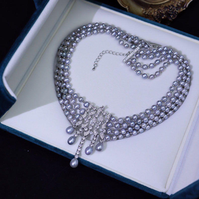 สร้อยคอมุกน้ำจืด ดีไซน์หรูหราแ - Pearl Choker Necklace Vintage บทวิจารณ์และราคา