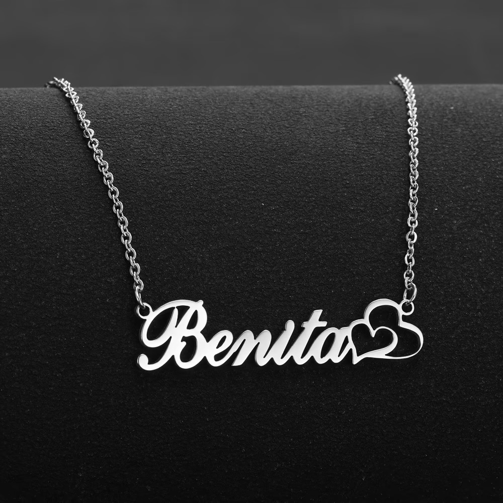 สร้อยคอหัวใจคู่แบบกำหนดเองได้  - Custom Name Necklace Stainless Steel บทวิจารณ์และราคา