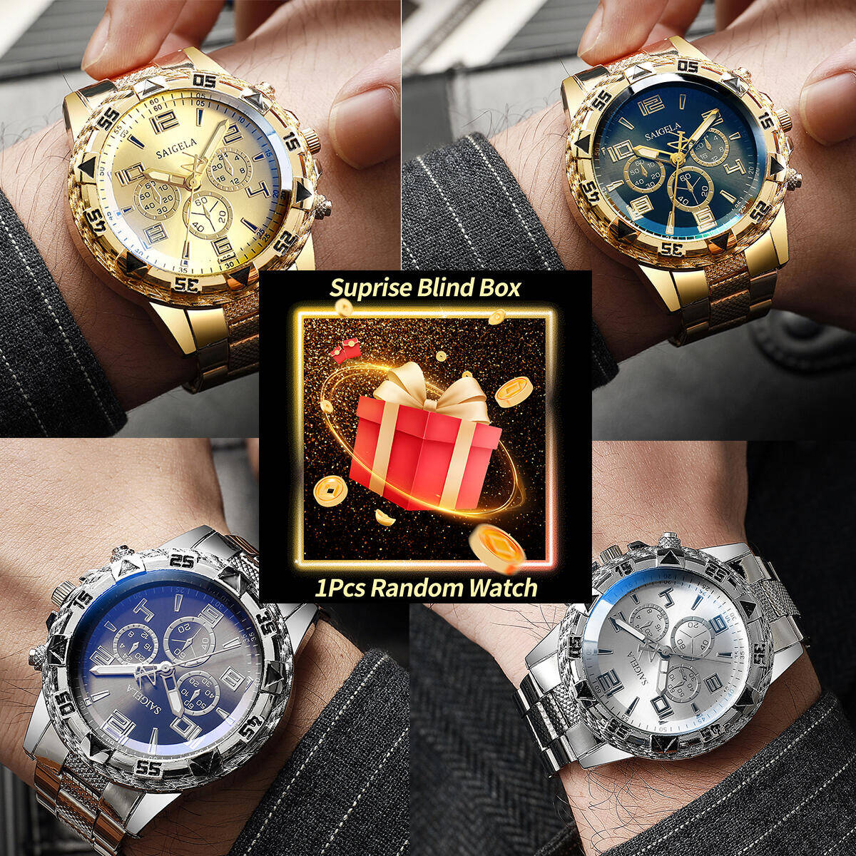 นาฬิกาข้อมือผู้ชายแบบกล่องสุ่ม - Watch Accessories บทวิจารณ์และราคา