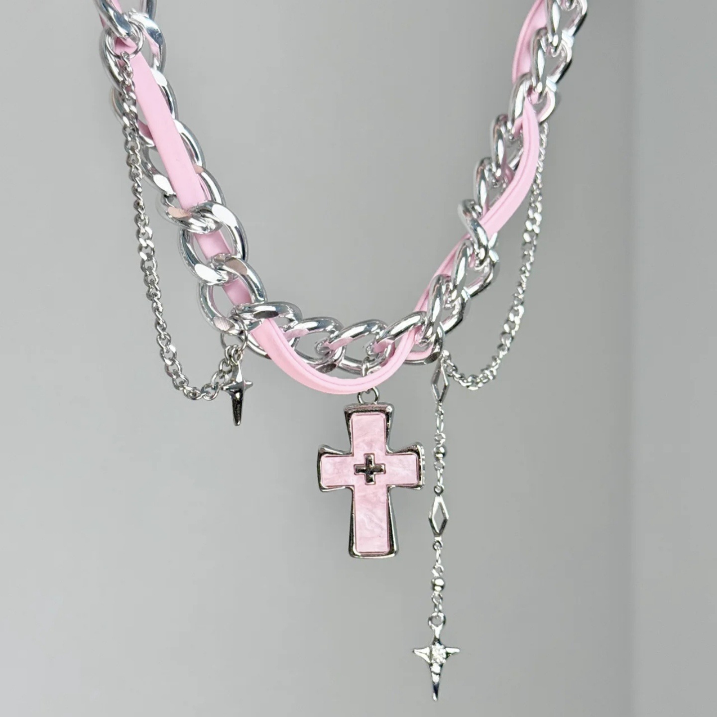 สร้อยคอโชคเกอร์แบบหลายชั้นสไตล - Layered Pendant Necklace Aesthetic บทวิจารณ์และราคา