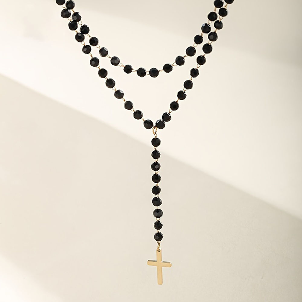 สร้อยคอคริสตัลสีดำสองชั้นสไตล์ - Layered Pendant Necklace Aesthetic บทวิจารณ์และราคา