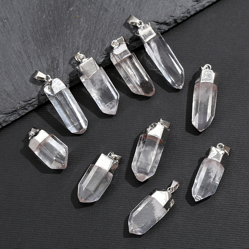 จี้คริสตัลควอตซ์ใสธรรมชาติ ชุบ - Crystal Pendant Necklace Natural Stone บทวิจารณ์และราคา