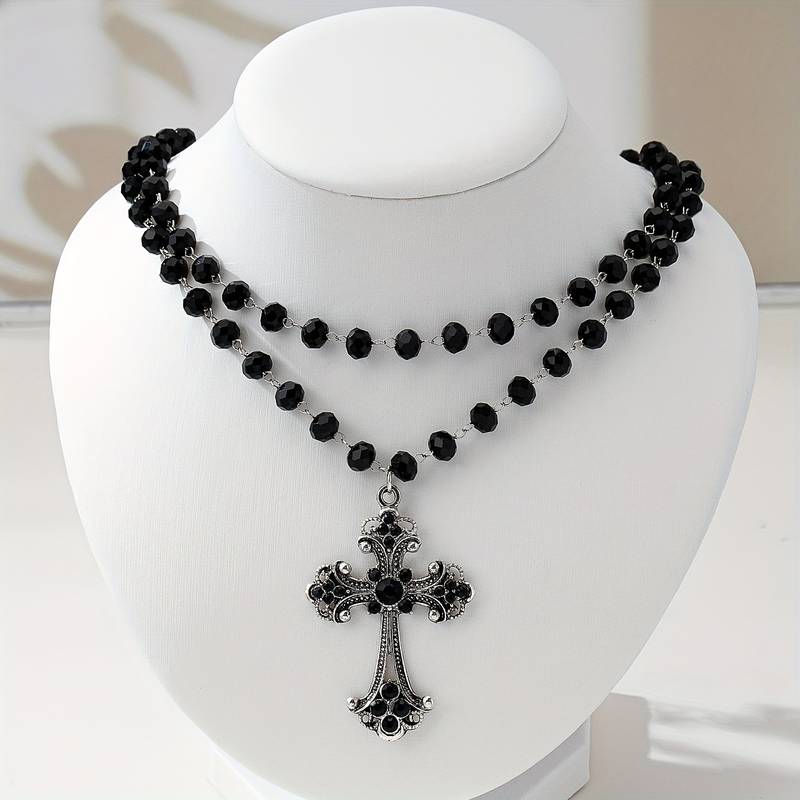 สร้อยคอครอสแบบเลเยอร์สไตล์ Y2K - Layered Pendant Necklace Aesthetic บทวิจารณ์และราคา