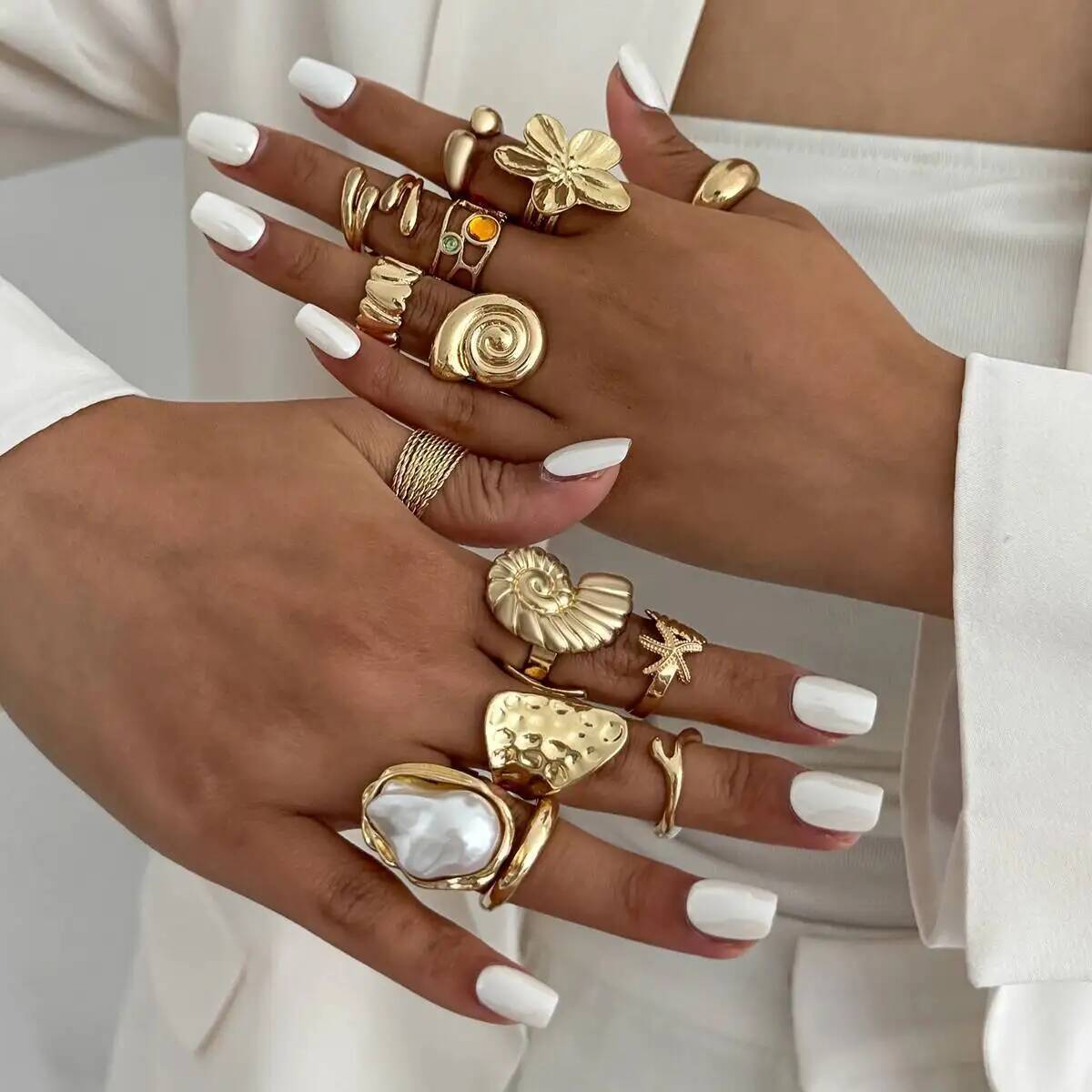 แหวนฮิปฮอป IngeSight.Z ชุด 14  - Vintage Punk Knuckle Rings Set บทวิจารณ์และราคา