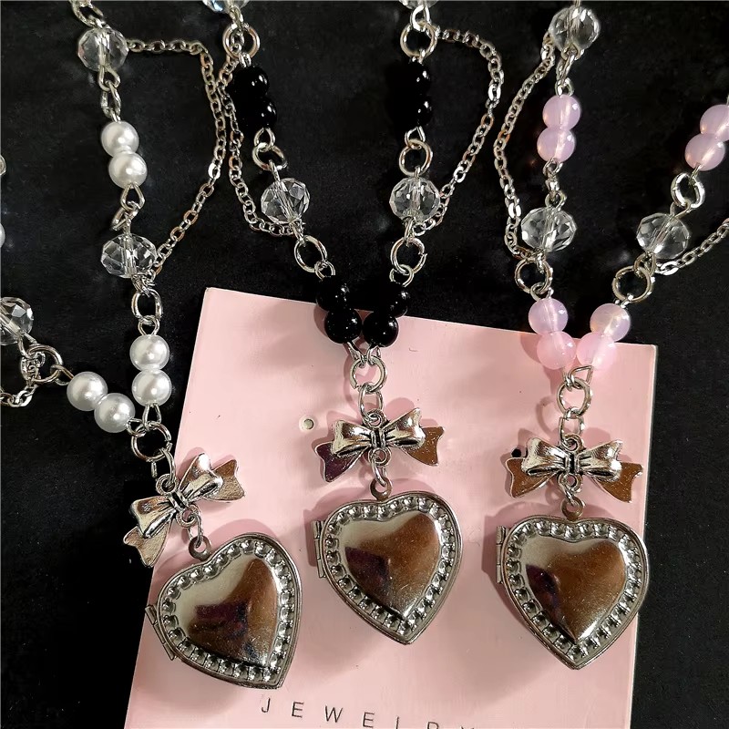 Goth Y2K Heart Locket จี้สแตนเ - Heart Locket Necklace Photo บทวิจารณ์และราคา