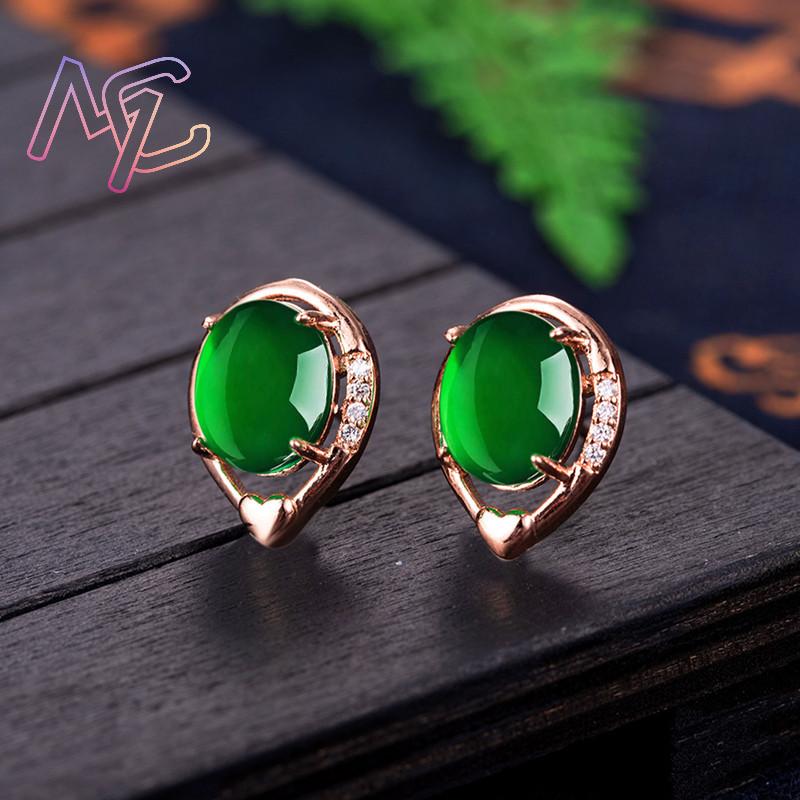 ต่างหูหยกธรรมชาติรูปดอกไม้หินต - Earrings บทวิจารณ์และราคา