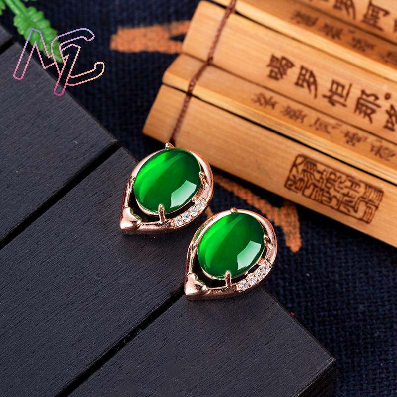 ต่างหูหยกธรรมชาติรูปดอกไม้หินต - Earrings บทวิจารณ์และราคา