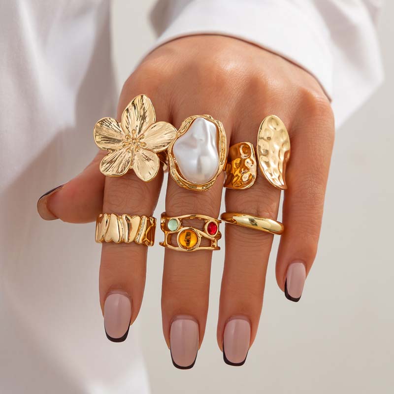 6 ชิ้น/เซ็ต ชุดแหวนโลหะลายดอกไ - Vintage Punk Knuckle Rings Set บทวิจารณ์และราคา