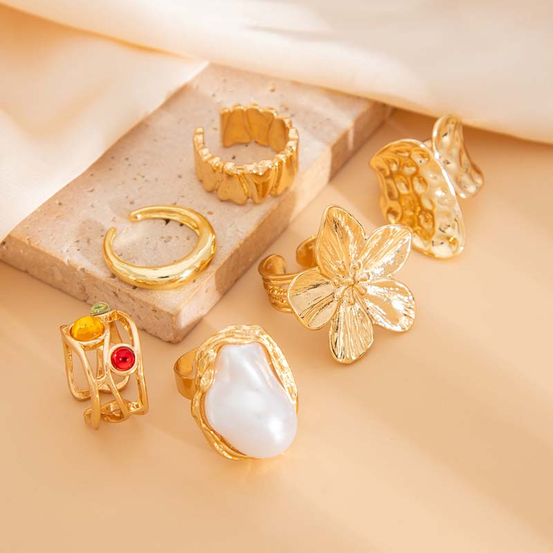 6 ชิ้น/เซ็ต ชุดแหวนโลหะลายดอกไ - Vintage Punk Knuckle Rings Set บทวิจารณ์และราคา