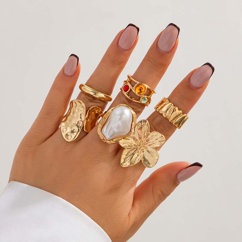 6 ชิ้น/เซ็ต ชุดแหวนโลหะลายดอกไ - Vintage Punk Knuckle Rings Set บทวิจารณ์และราคา