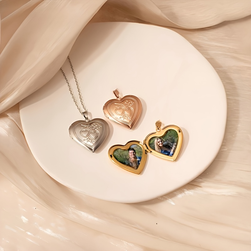 สร้อยคอรูปหัวใจแบบกำหนดเองพร้อ - Heart Locket Necklace Photo บทวิจารณ์และราคา