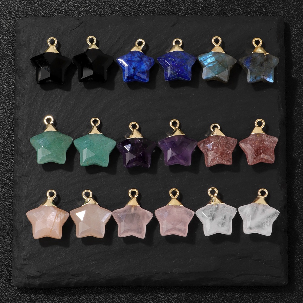 2ชิ้นรูปดาว liontin Batu 15มม. - Crystal Pendant Necklace Natural Stone บทวิจารณ์และราคา