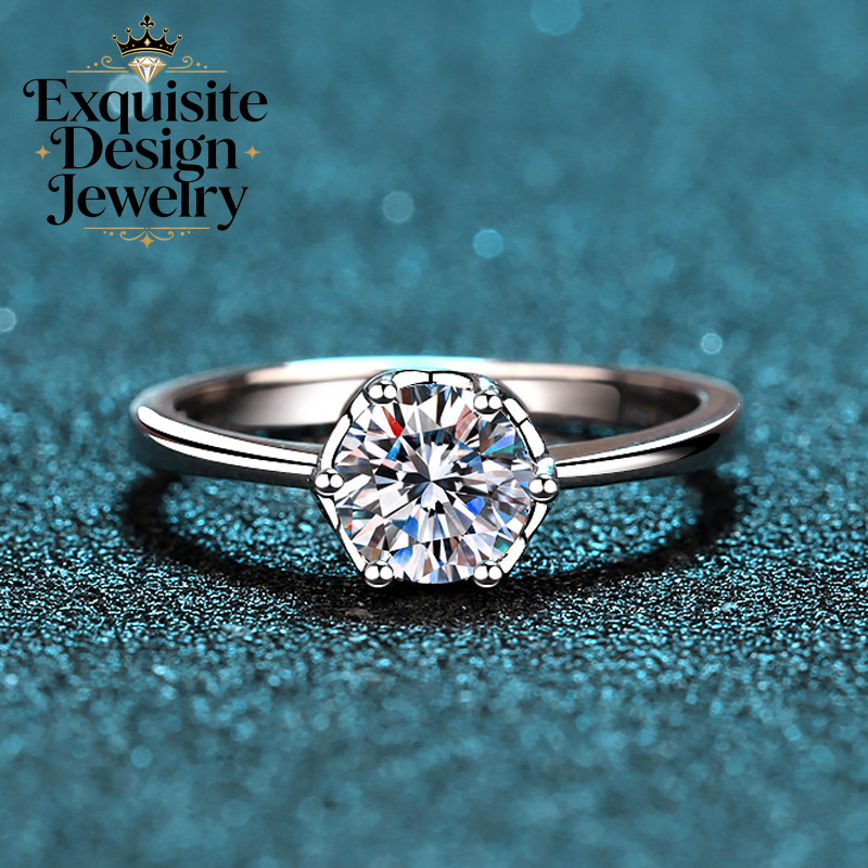 แหวนแพลตตินั่ม PT950 ประดับมอส - Moissanite Engagement Ring 1 Carat บทวิจารณ์และราคา