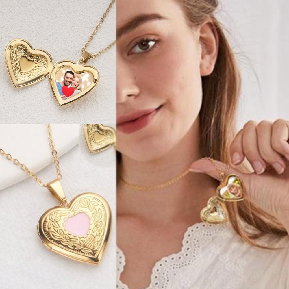 สร้อยคอรูปหัวใจแบบทำมือสร้อยล็ - Heart Locket Necklace Photo บทวิจารณ์และราคา