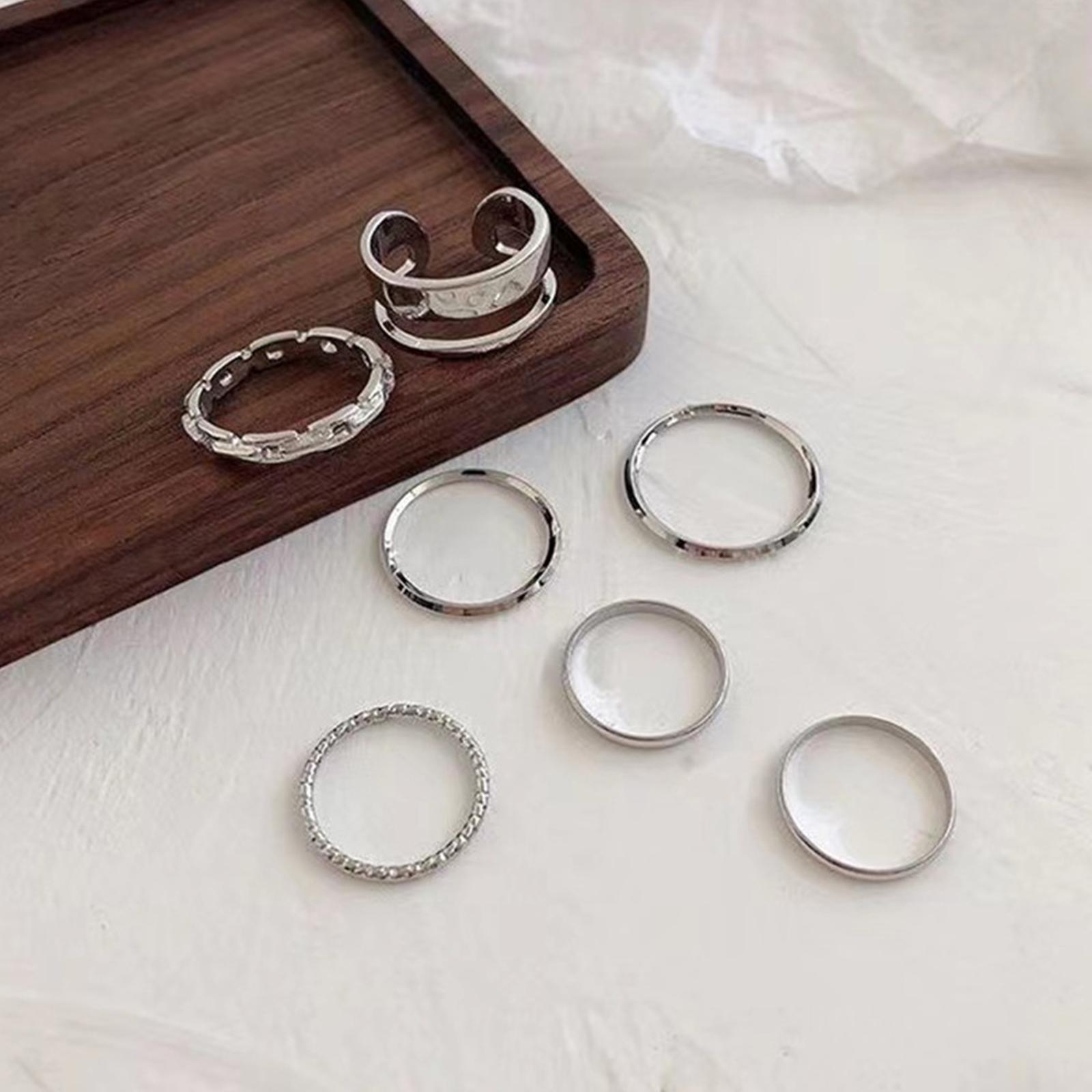 ชุดแหวนฮิปฮอปสำหรับผู้หญิง สีเ - Vintage Punk Knuckle Rings Set บทวิจารณ์และราคา
